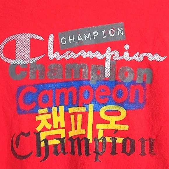 Vintage Y2K Champion Front & Back Logo Spellout Red Tee Tshirt Mens Size Medium - Picture 10 of 15